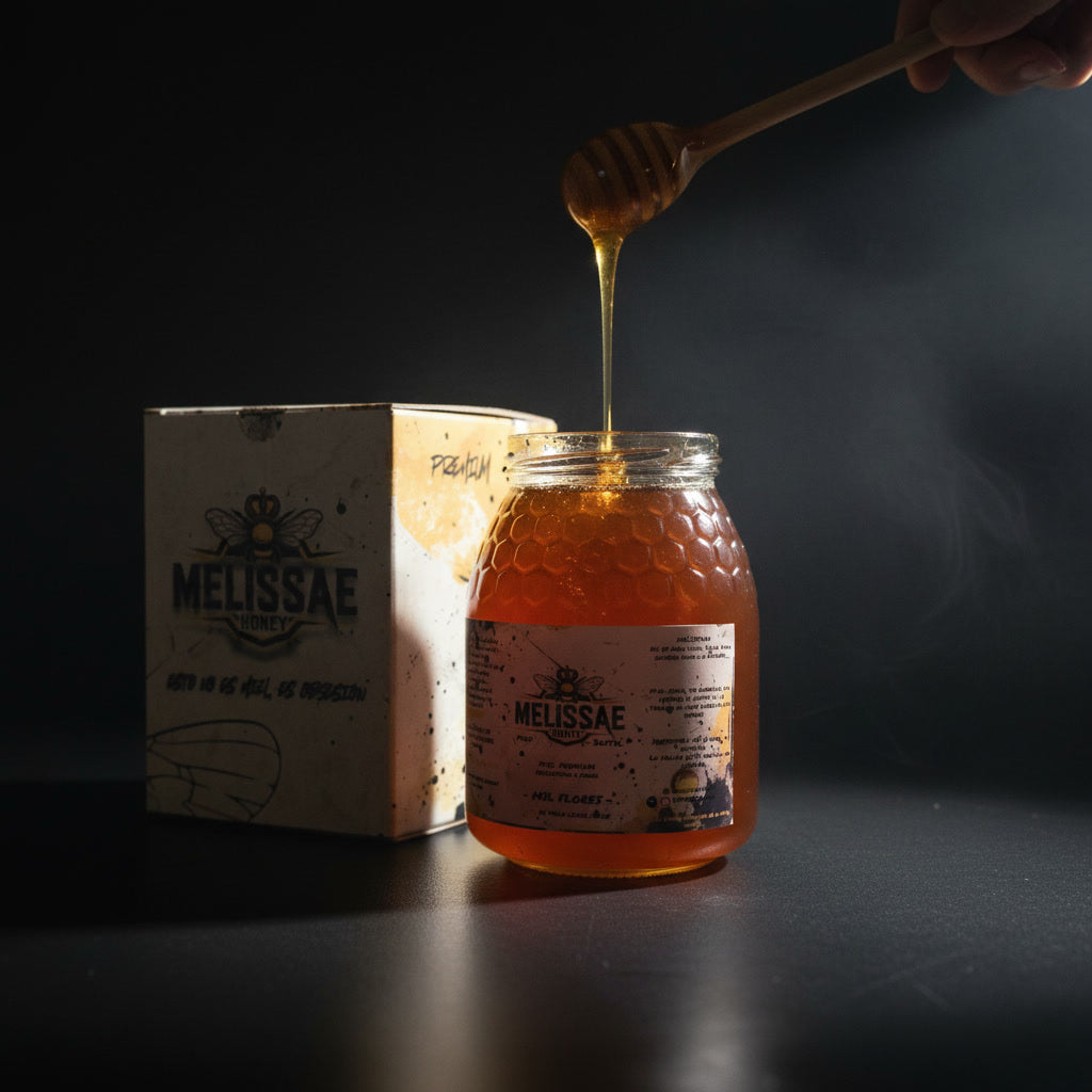 Compra miel cruda Melissae 1 kg. Miel pura y natural, extraída en frío, sin pasteurizar. Sabor auténtico y propiedades reales. Envío rápido.