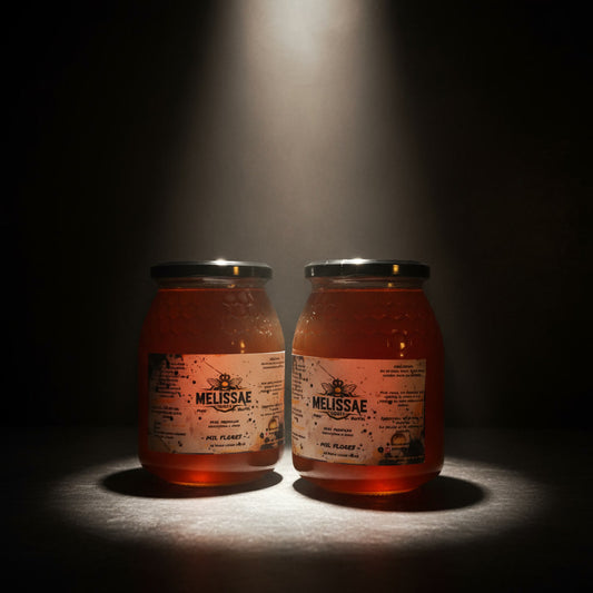 Pack doble 2×1 kg de miel cruda Melissae. Miel pura natural, sin pasteurizar y extraída en frío.